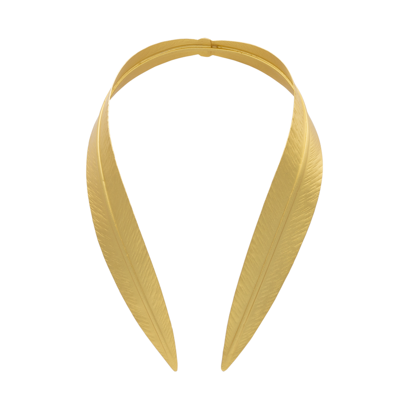 Greek style gold statement leaf necklace