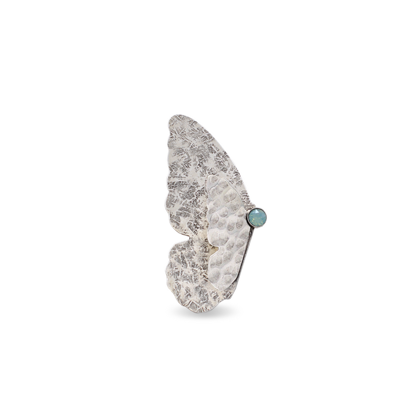 Mariposa silver brooch with pacific blue crystal
