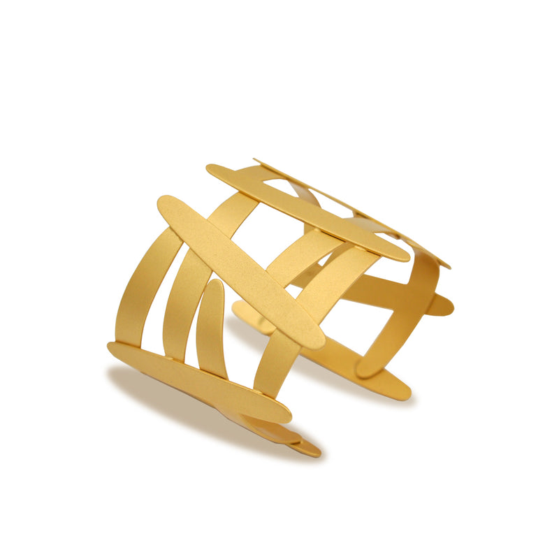 Gold olive three shape cuff bracelet