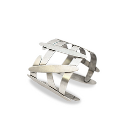 Silver asymmetrical mix metal cuff bracelet