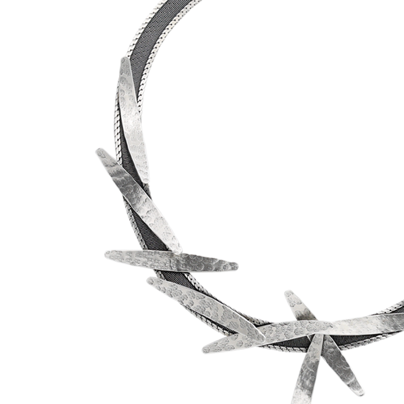 silver statement leaf necklace