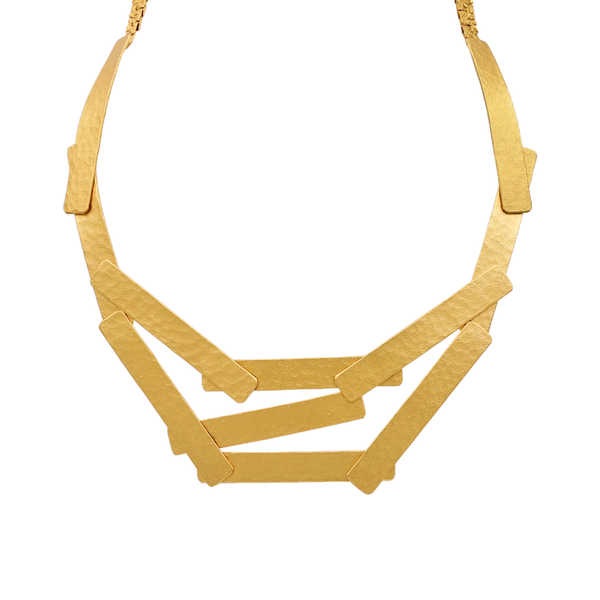 Multi band gold statement necklace
