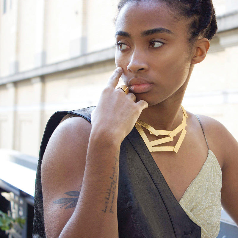 Gold statement necklace with layers