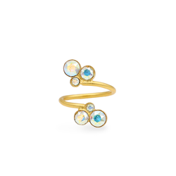 Gold multi-color open ring with aurora crystals