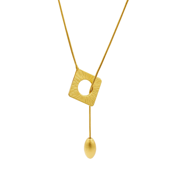 gold lariat rhombus shape necklace