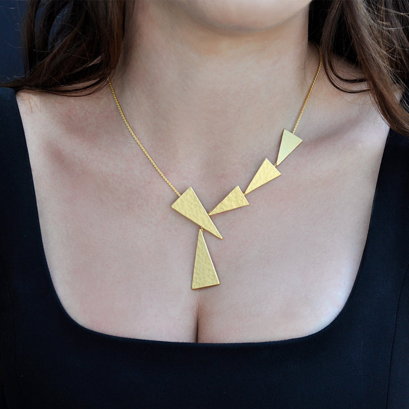 triangle y shape gold necklace