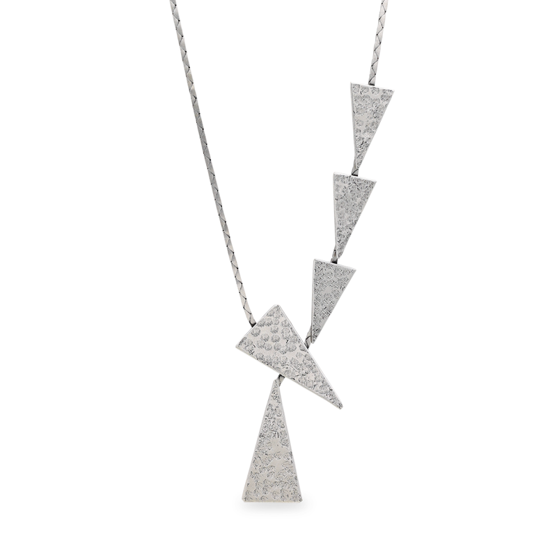 Silver triangle abstract necklace