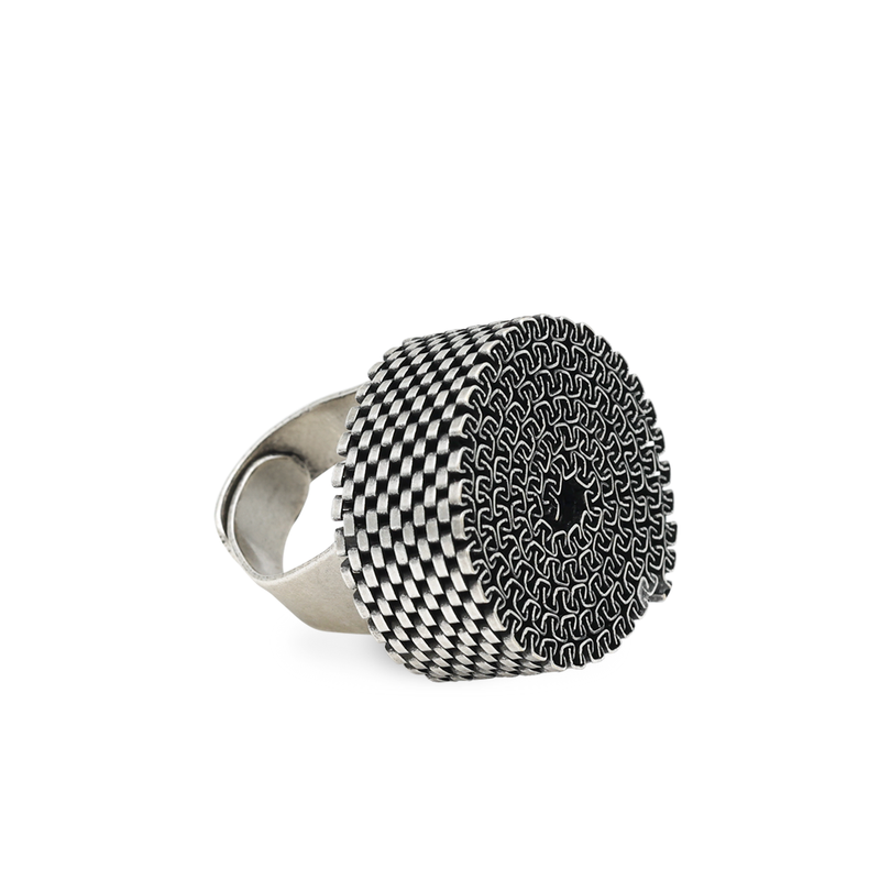 wrapped mesh silver bold ring