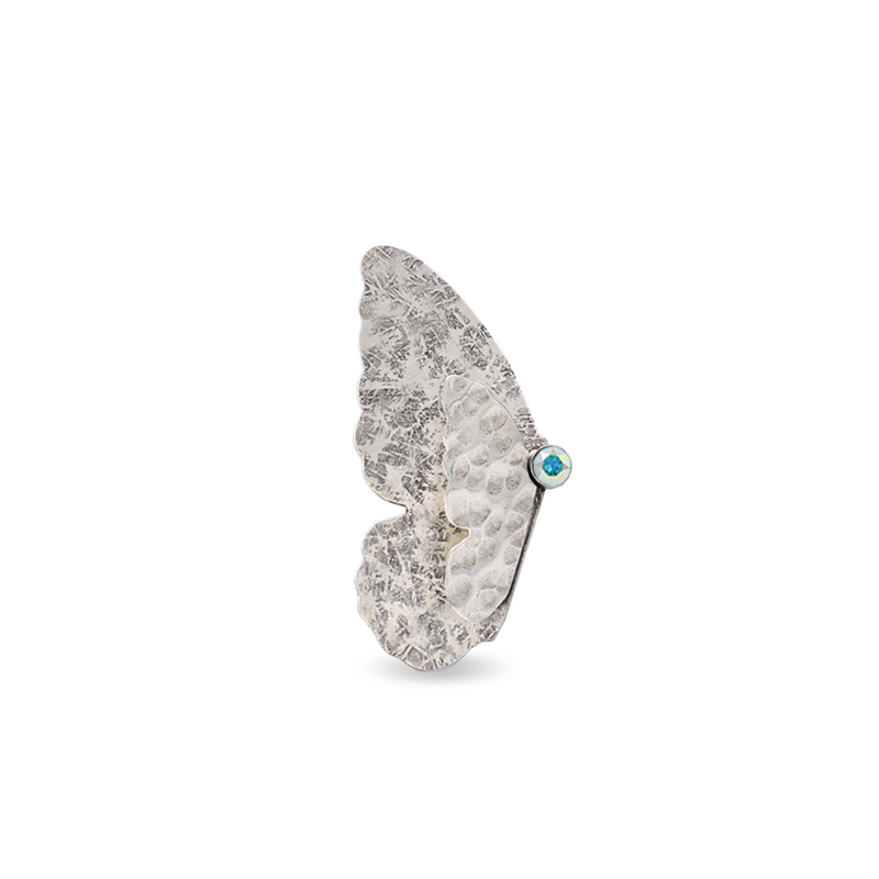 Mariposa silver brooch with aurora crystal