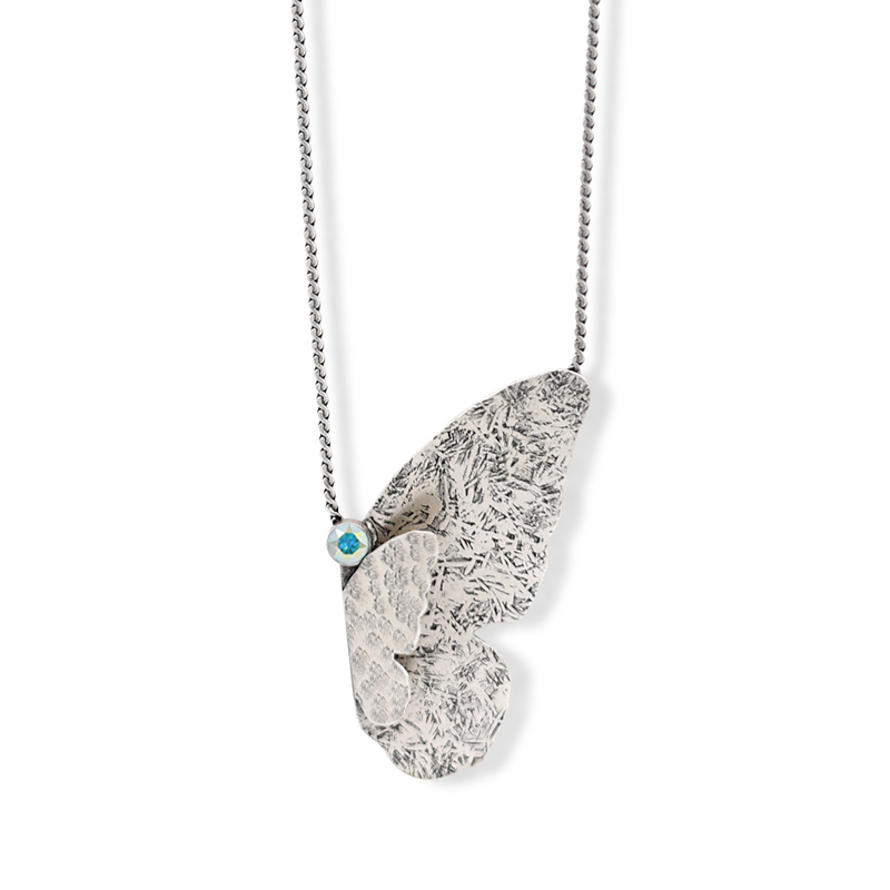 Silver mariposa necklace with aurora