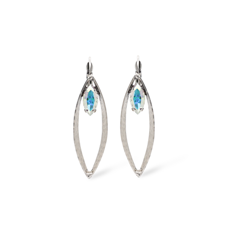 Silver eye earrings with aurora crystal