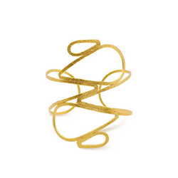 18k gold plated sculptural wide cuff bracelet