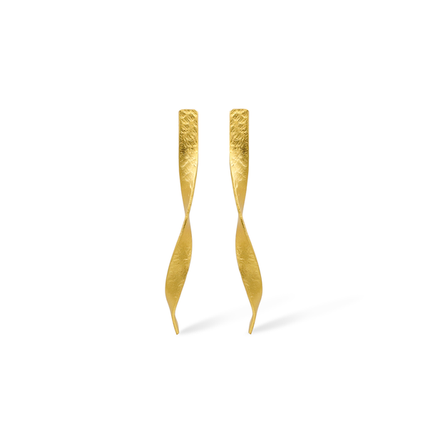 elegant gold swirl bar earrings